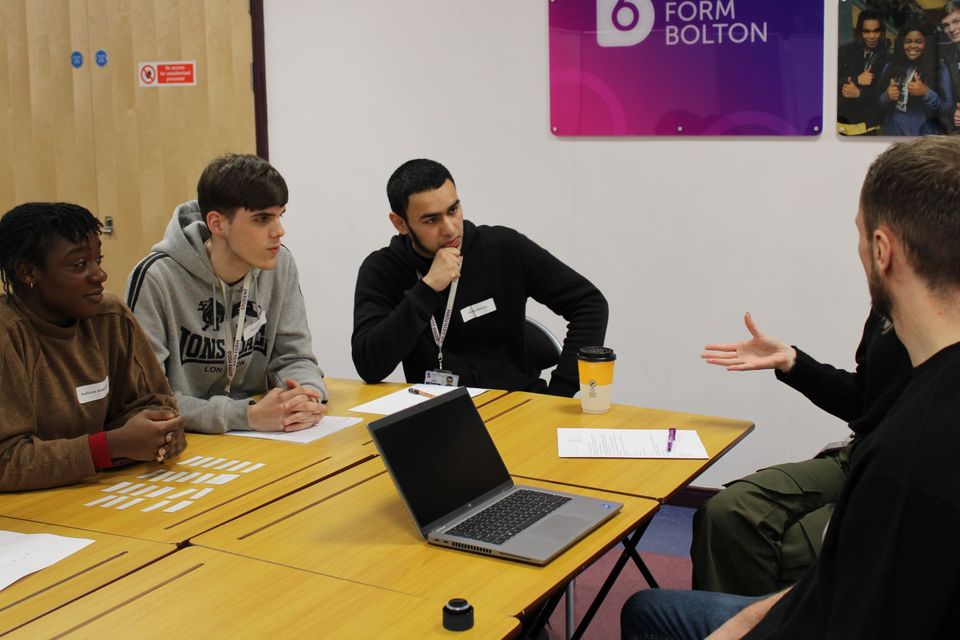 Students with visitors from First Response