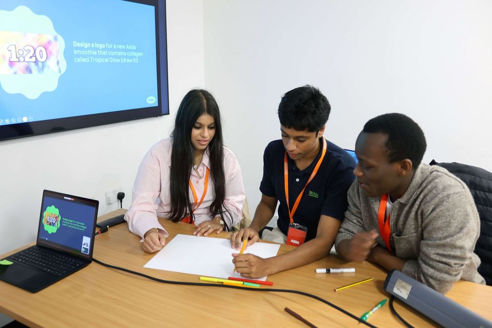 Image of B6 students at Asda HQ