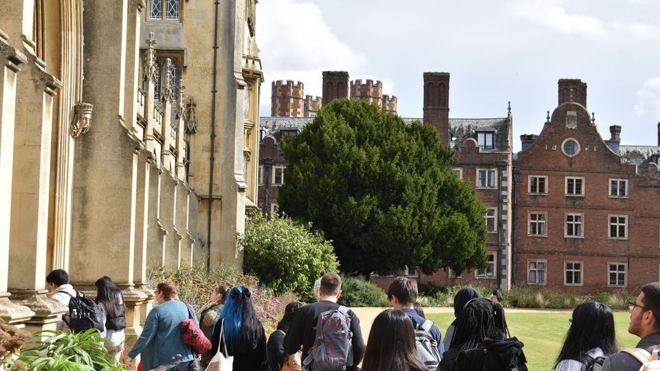 People on guided tour of Cambridge