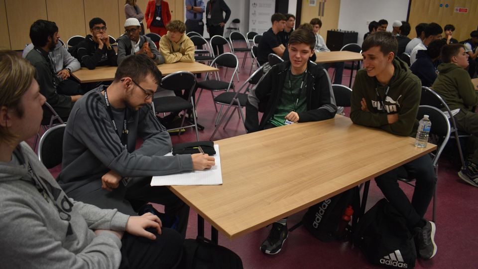 Students sat at table